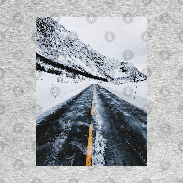 Driving Norway - Road Through Mountainous White Winter Landscape by visualspectrum